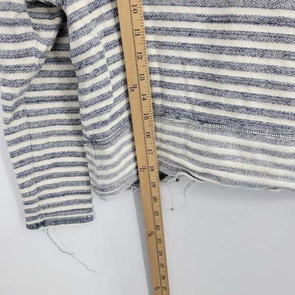 Free People Sweater Womens XS Blue Ivory Stripe Cowl Neck Cropped Pullover Boho - Picture 6 of 7